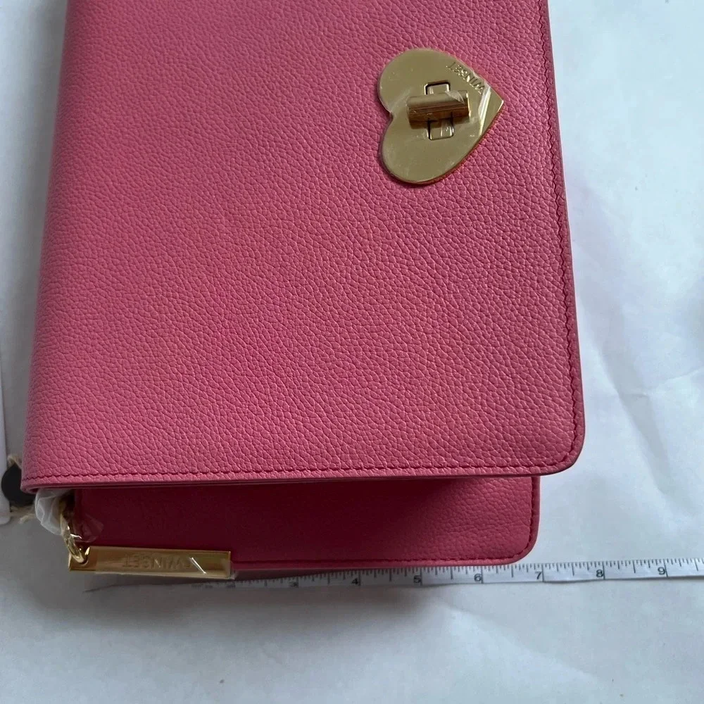 NEW Twinset Italy Gorgeous Pink Eco Vegan Leather Crossbody Shoulder Bag Purse